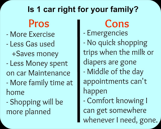 pros and cons to owning one car